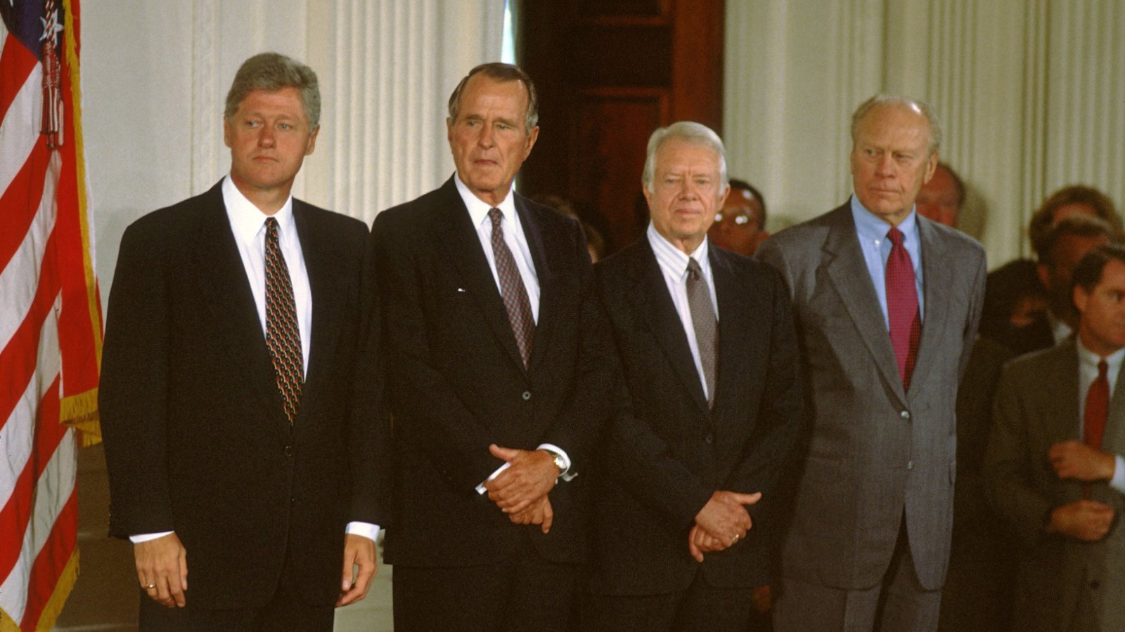 1993 Presidents William Clinton, George H.W. Bush James Carter, Gerald Ford mark reinstein Shutterstock