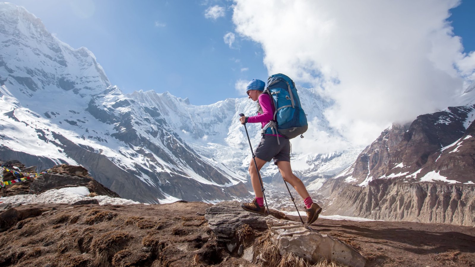 Annapurna base camp, Nepal hiker trekker outdoor extreme sports My Good Images Shutterstock