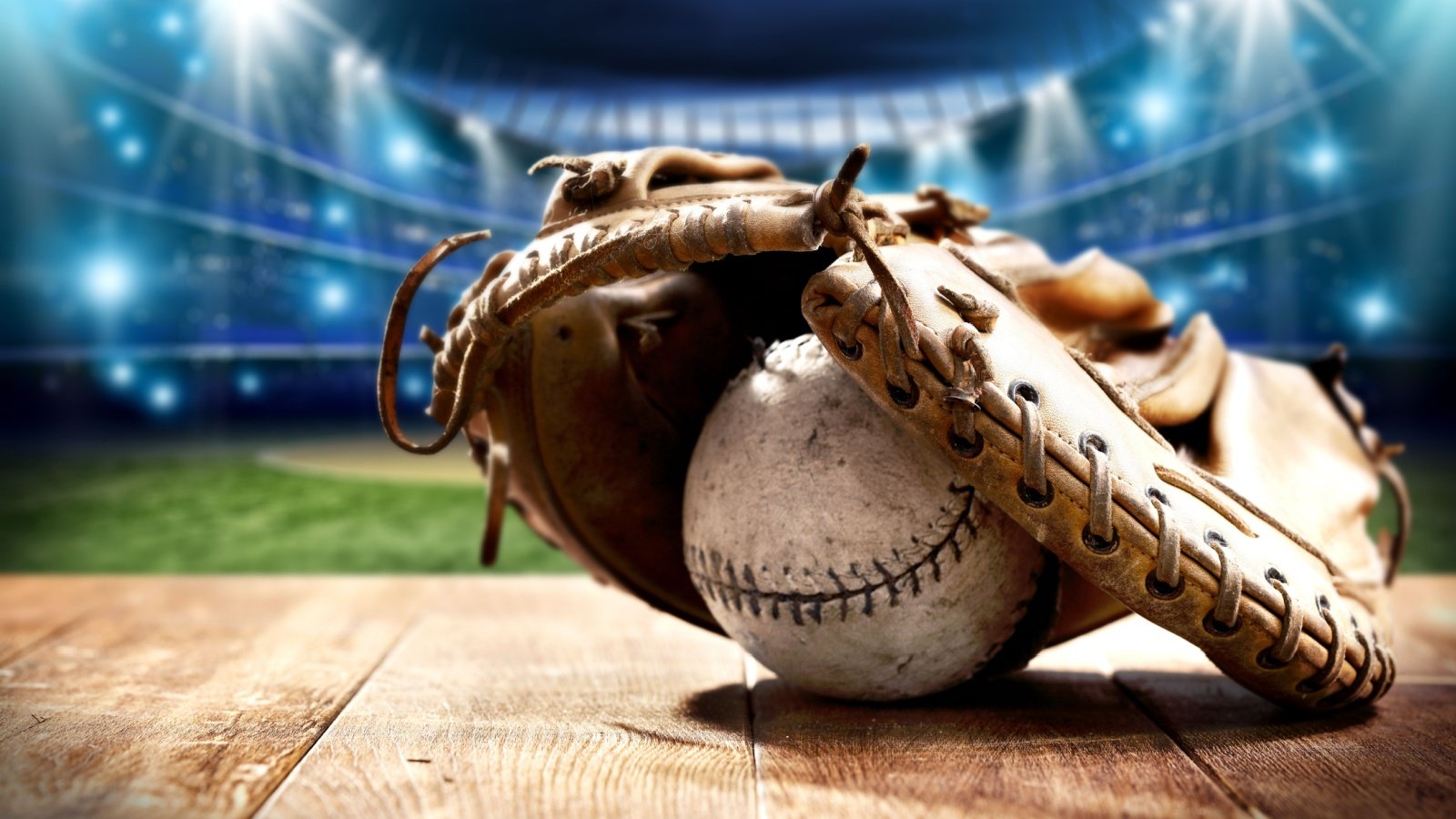 Baseball glove ball and stadium S Photo Shutterstock