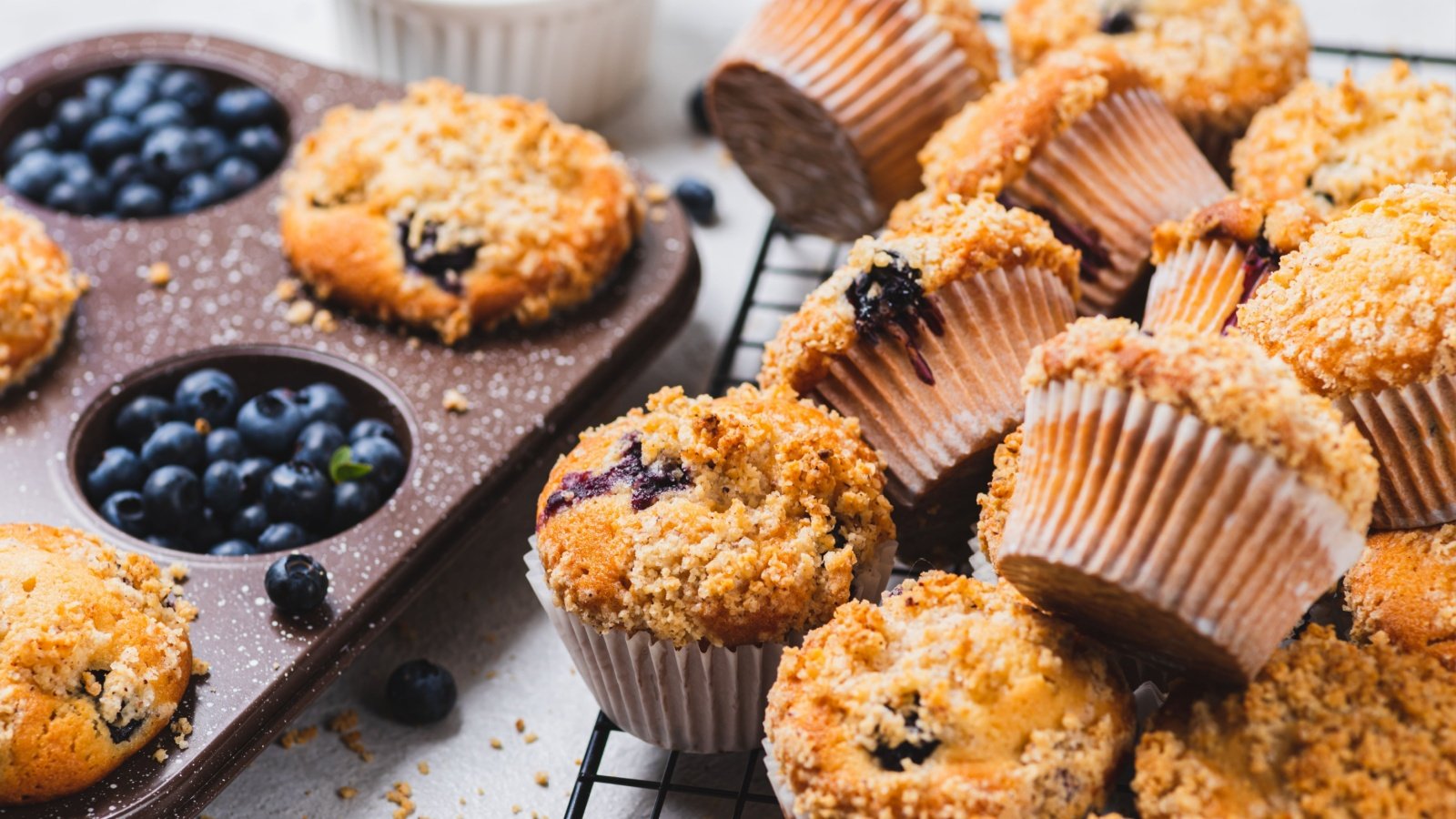 Blueberry muffins blueberries baking pastry breakfast dessert sweets treats food Adria Black Shutterstock