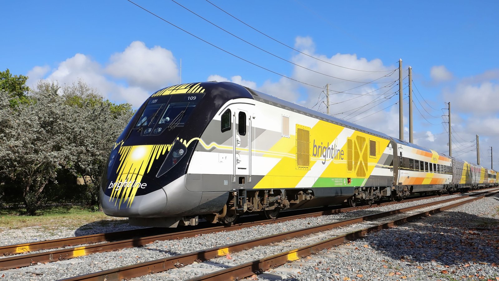 Brightline high speed train traveling south towards Miami Jillian Cain Photography Shutterstock