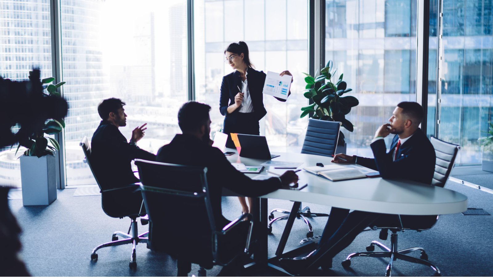 Business Meeting Investors Woman Boardroom GaudiLab Shutterstock