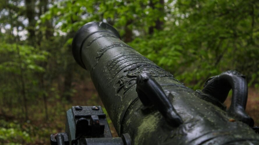 Cannon in the woods at the Yorktown Battlefield in Virginia war CJDPhotos Shutterstock