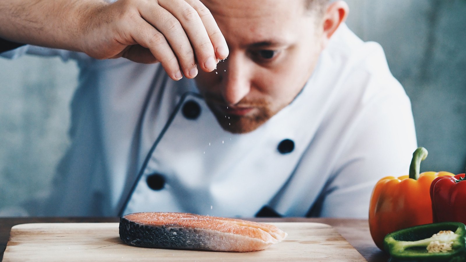 Chef cook salmon fish salt omega Mallika Home Studio Shutterstock