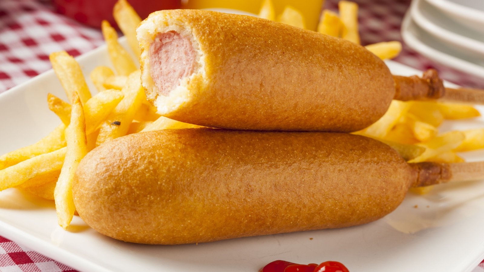 Corn Dog French Fries Ketchup Brent Hofacker Shutterstock