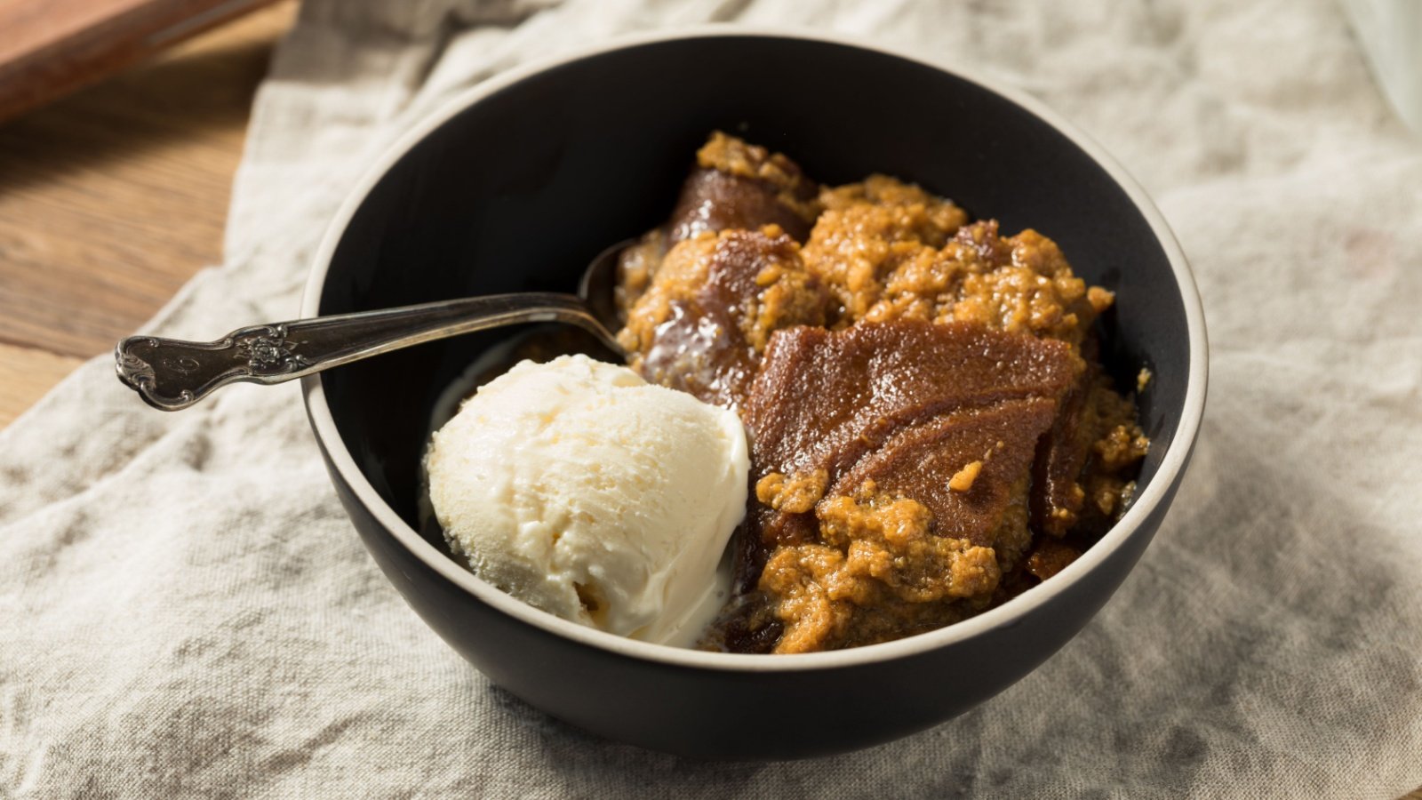 Cornmeal Indian corn Bread Pudding with Ice Cream Brent Hofacker Shutterstock