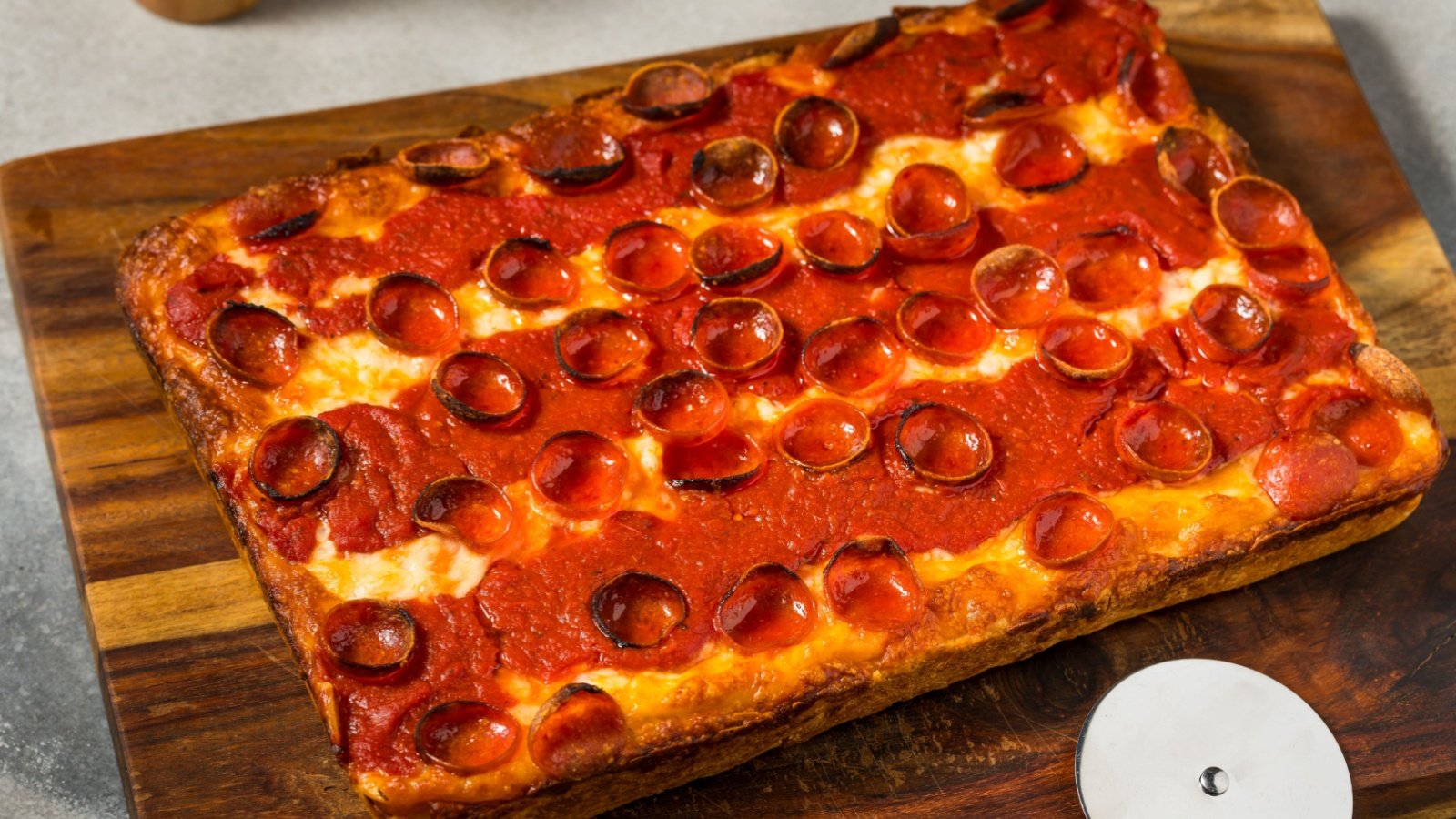 Detroit Style Pizza food pepperoni Brent Hofacker Shutterstock