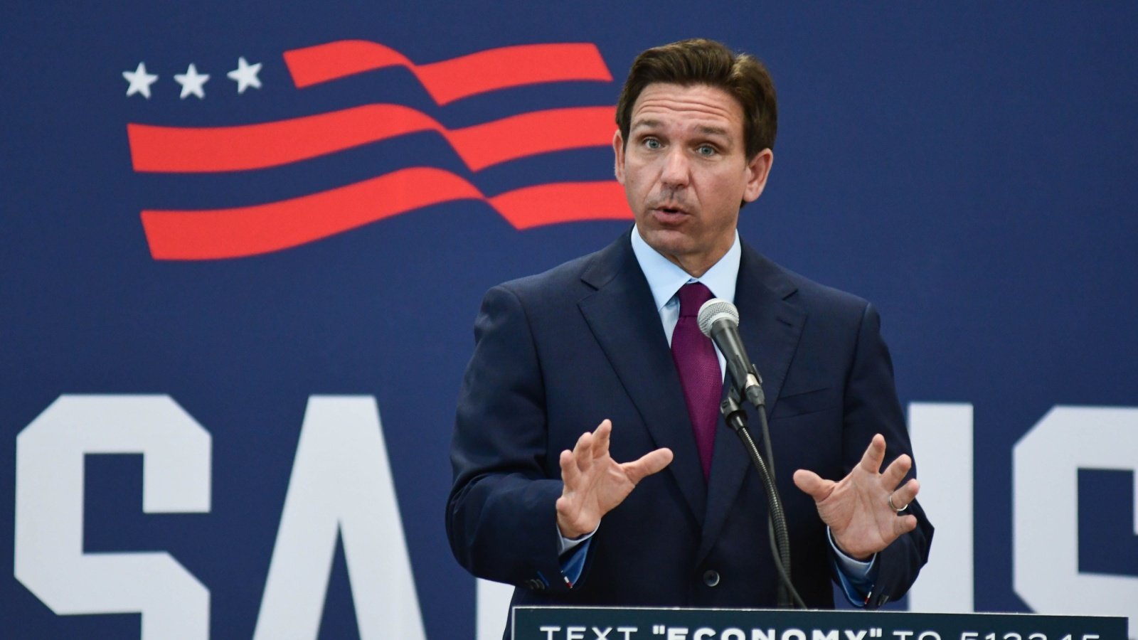 Florida Governor Ron DeSantis delivers economic policy speech politics politician Andrew Cline Shutterstock