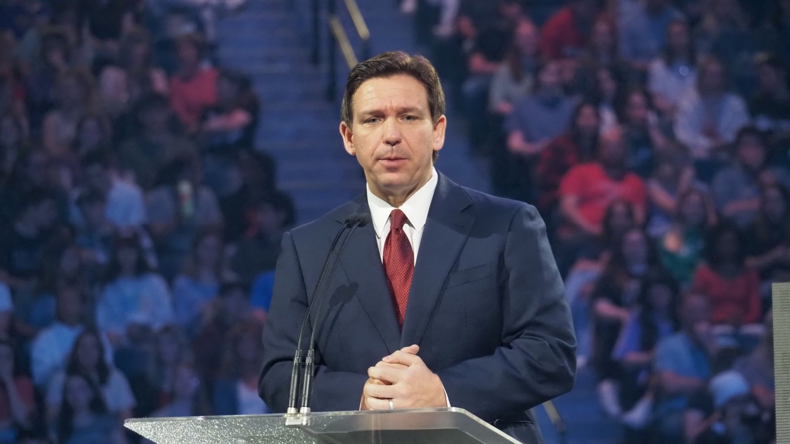 Florida Governor Ron DeSantis speaking politics politician The Old Major Shutterstock