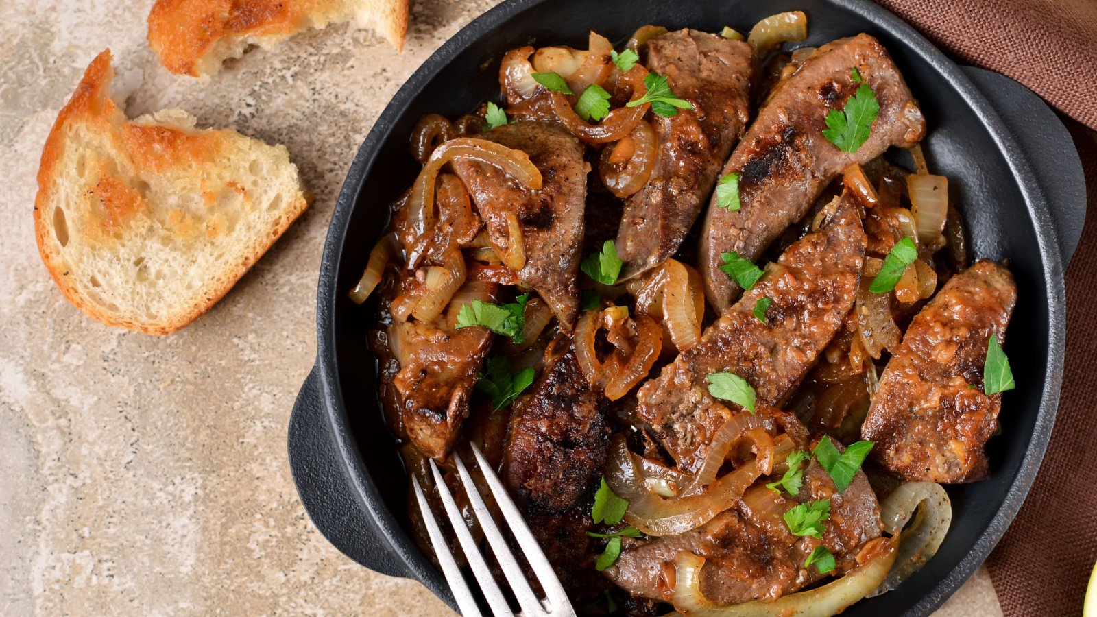 Fried Liver With Onions Bread Dinner zefirchik06 shutterstock