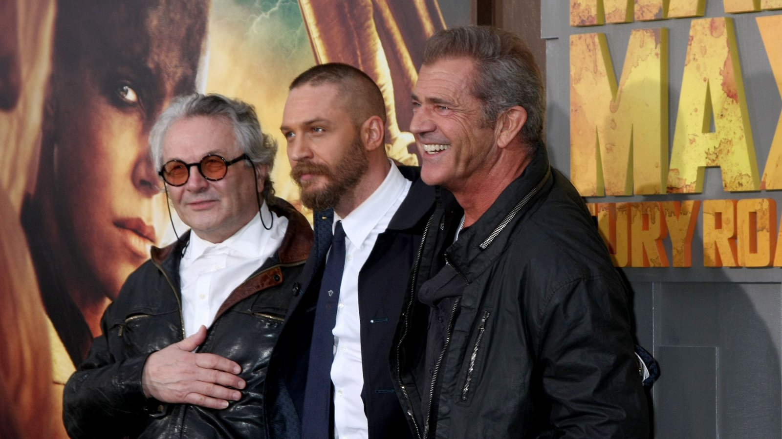 George Miller, Tom Hardy, Mel Gibson at the Mad Max Fury Road Kathy Hutchins Shutterstock