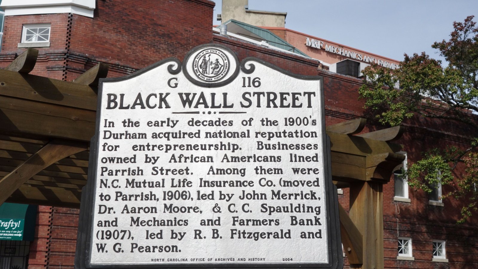 Historical marker in downtown Durham NC Black Wall Street zimmytws Shutterstock