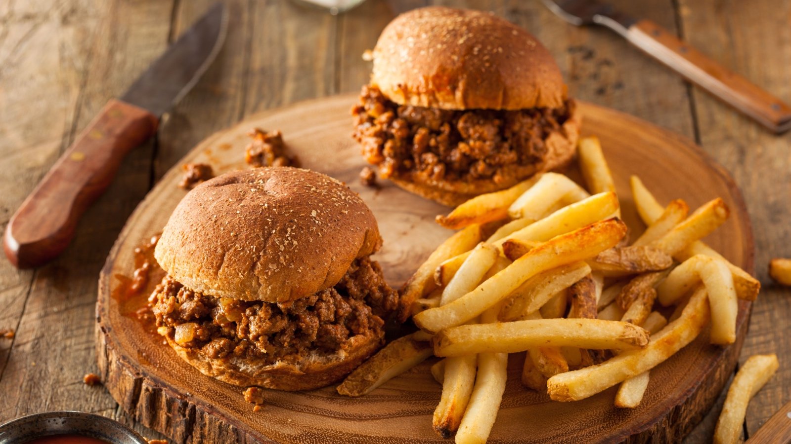 Homemade bbq sloppy joes with french fries Brent Hofacker Shutterstock