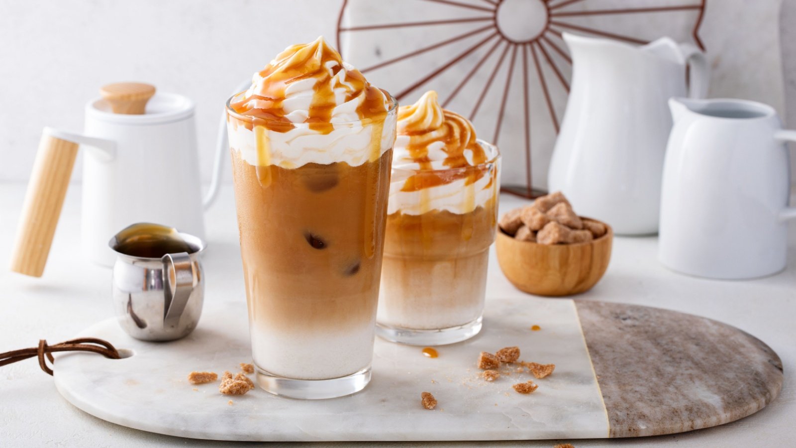 Iced caramel latte coffee beverage drink Elena Veselova Shutterstock