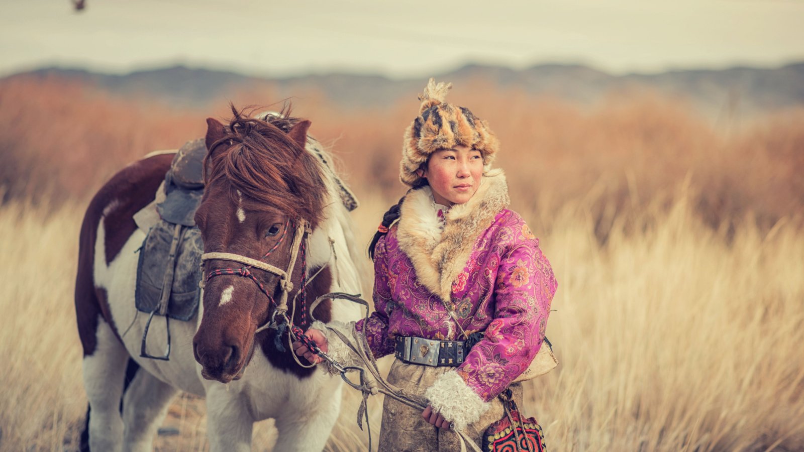 Kazakh Girl Eagle Hunter Mongolia Mongolian CW Pix Shutterstock