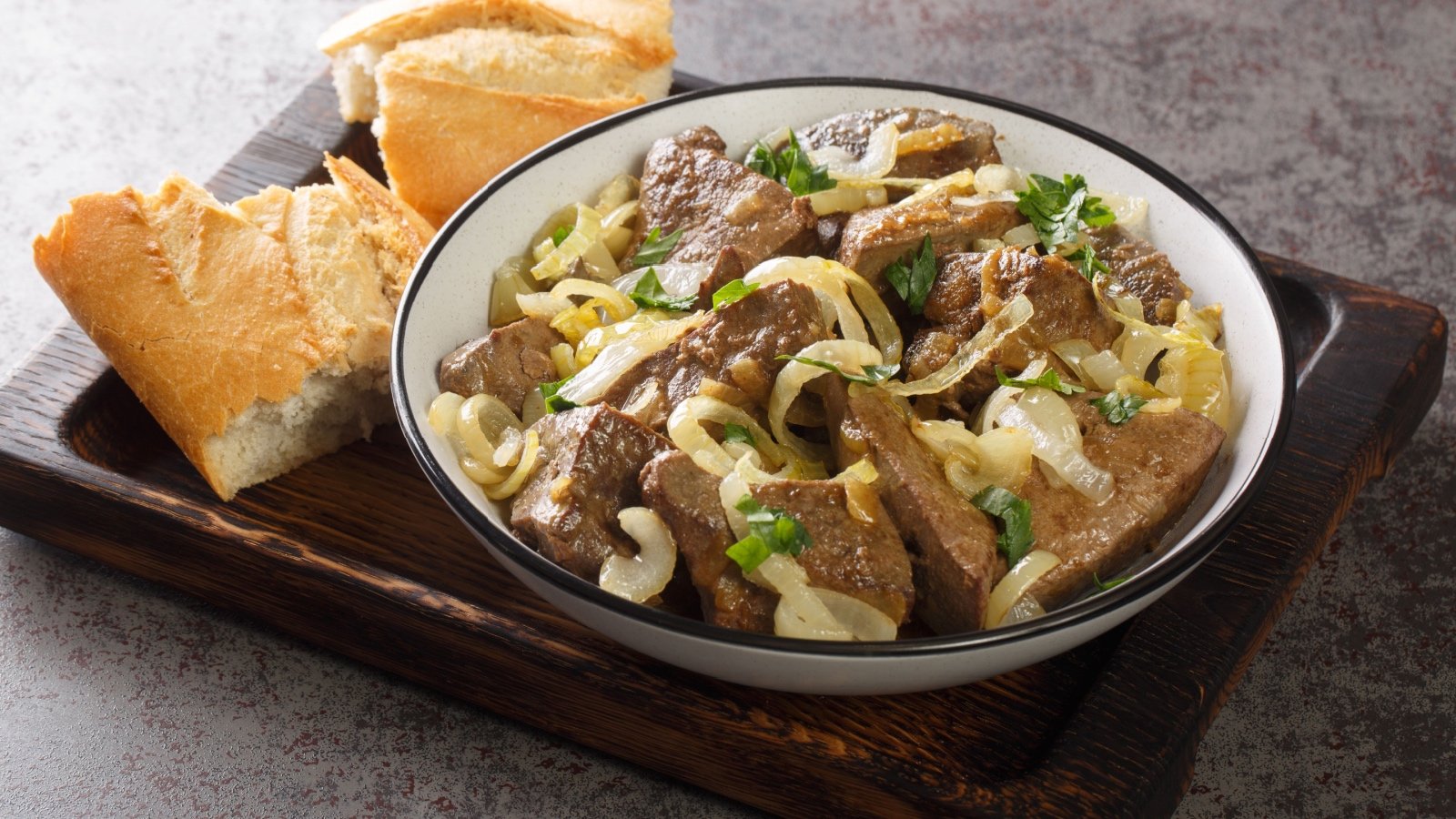 Liver and onions with bread food AS Foodstudio Shutterstock