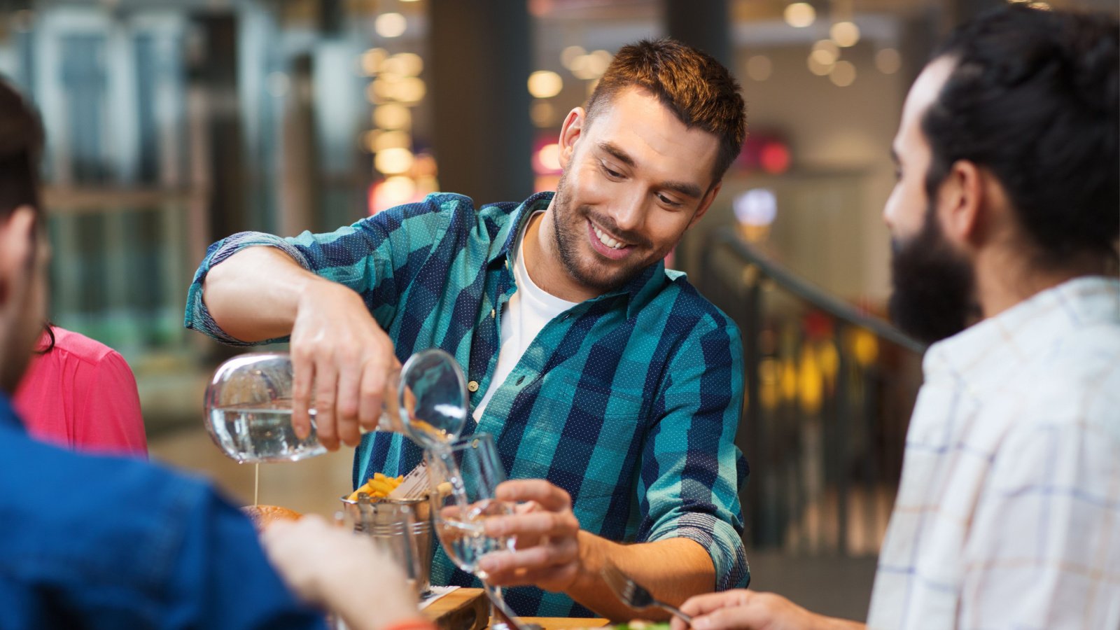 Male Drinking water friends dinner sober hydration Ground Picture Shutterstock