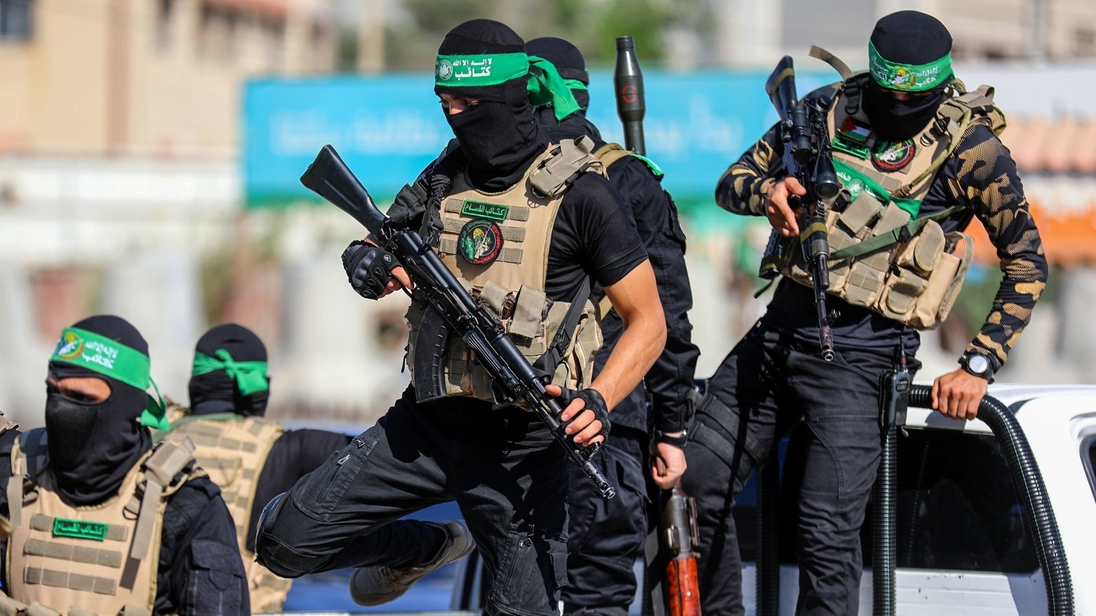 Masked members of the al Qassam Brigades, the military wing of Hamas Anas Mohammed Shutterstock