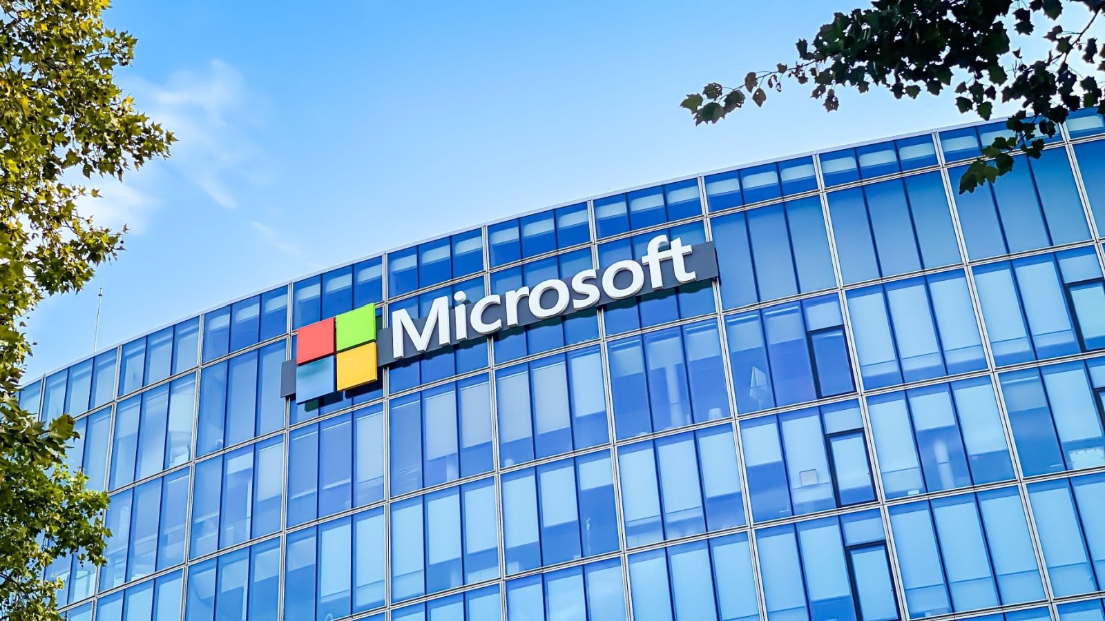 Microsoft logo on the headquarters building JeanLucIchard Shutterstock