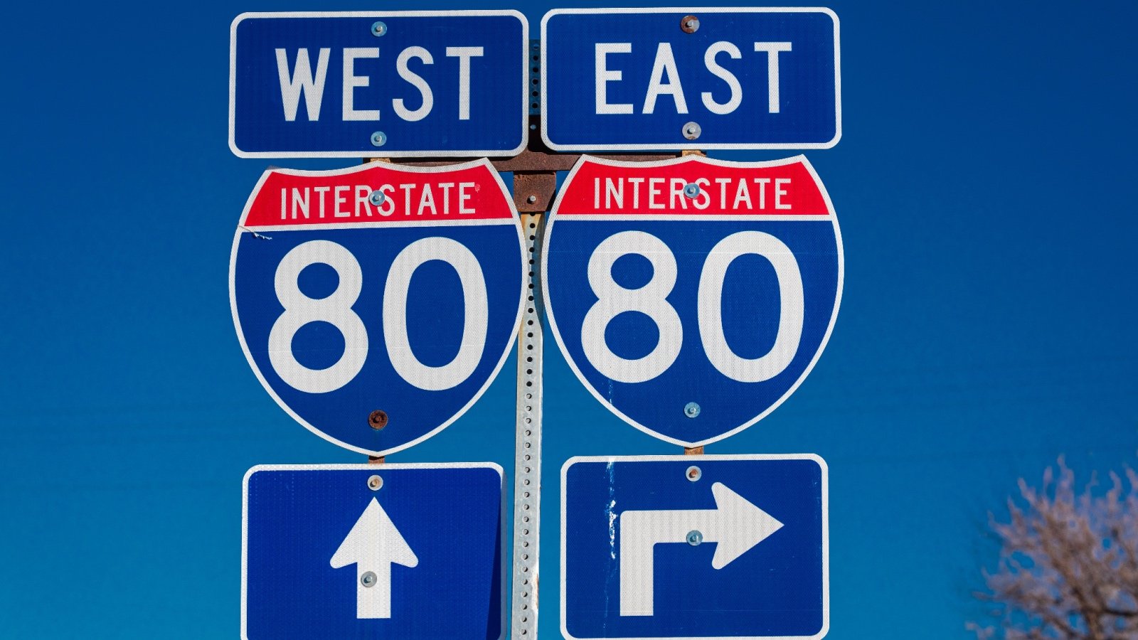 Nebraska Interstate 80 West and East sign Joseph Sohm Shutterstock