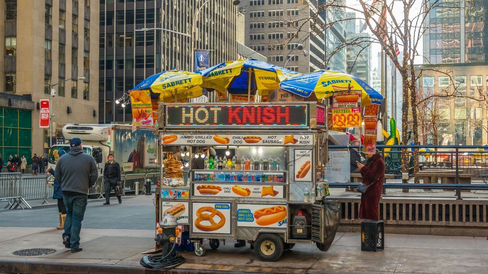 New York Food Cart Knish Sabrett Hot Dogs Pretzels Elzbieta Sekowska Shutterstock