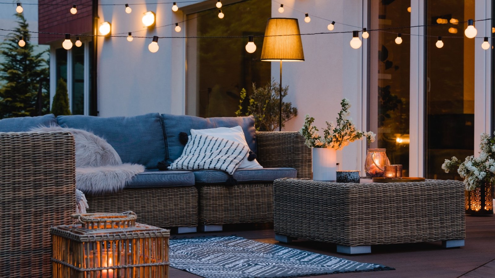 Outdoor lighting lantern string light backyard landscape Ground Picture Shutterstock