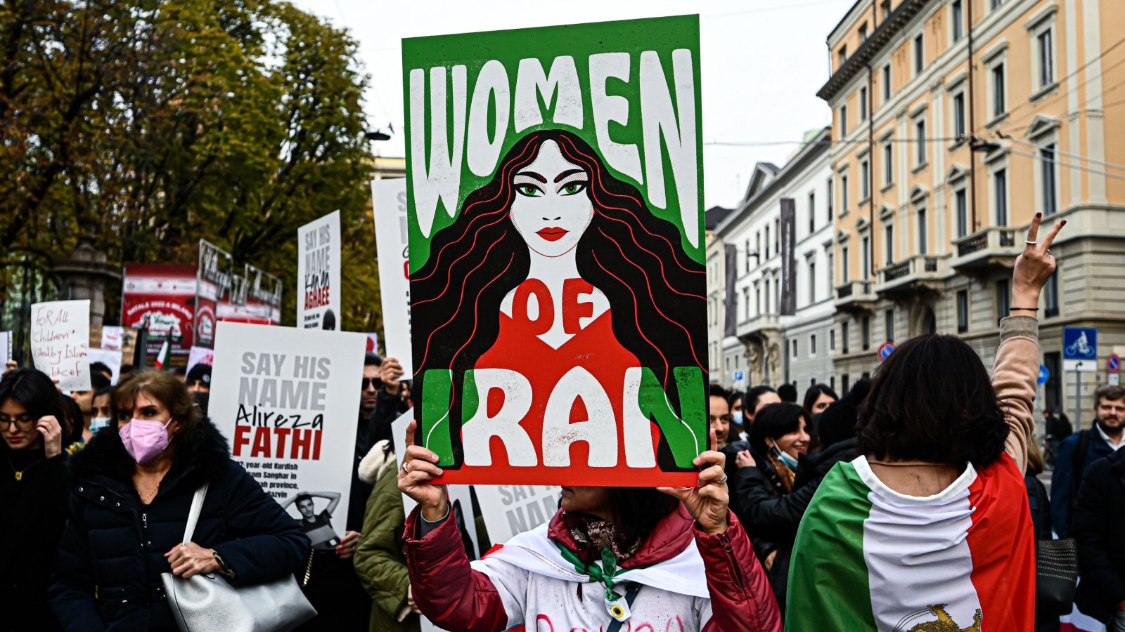 People rally in support of the worldwide protest following the death of Mahsa Amini Iran pcruciatti shutterstock