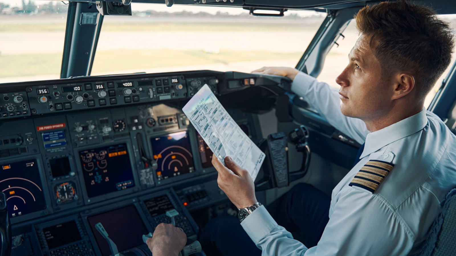 Pilot Male Airplane travel plane cockpit YAKOBCHUK VIACHESLAV shutterstock