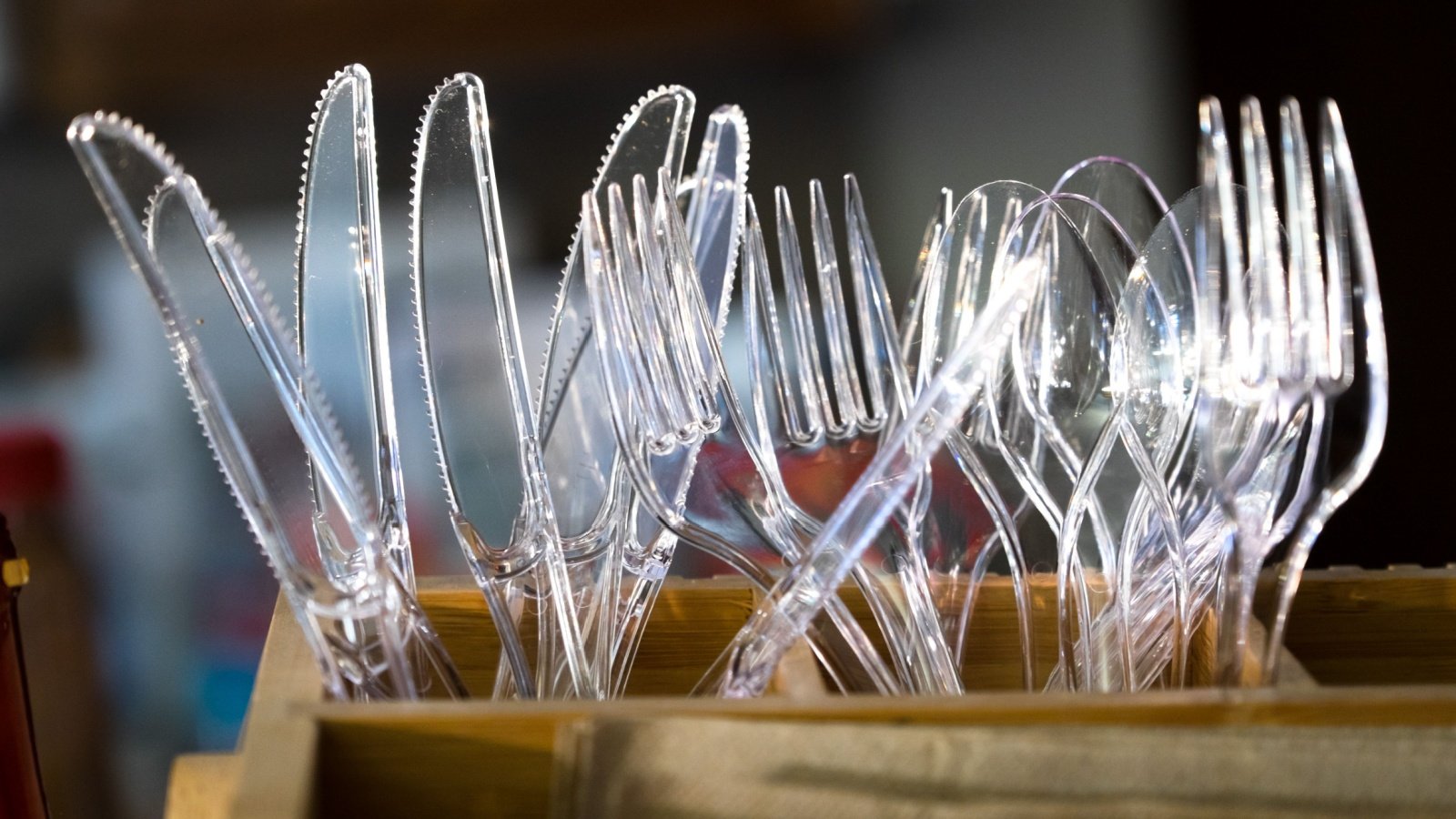 Plastic forks knives spoons food dinner party barbecue bbq picnic potluck eat Kent Sievers Shutterstock