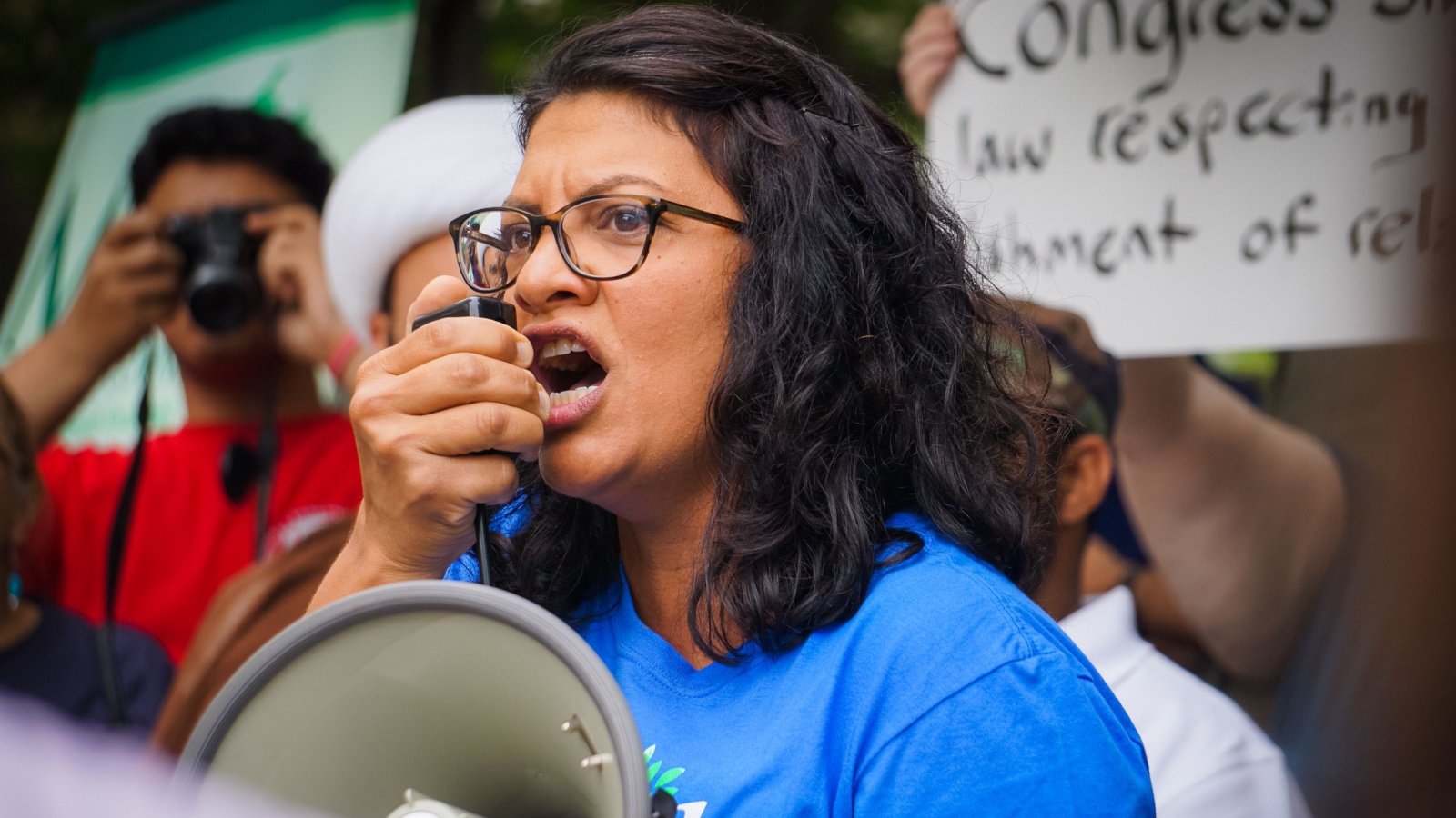 Politician Rashida Tlaib Megaphone Rally Stephanie Kenner Shutterstock