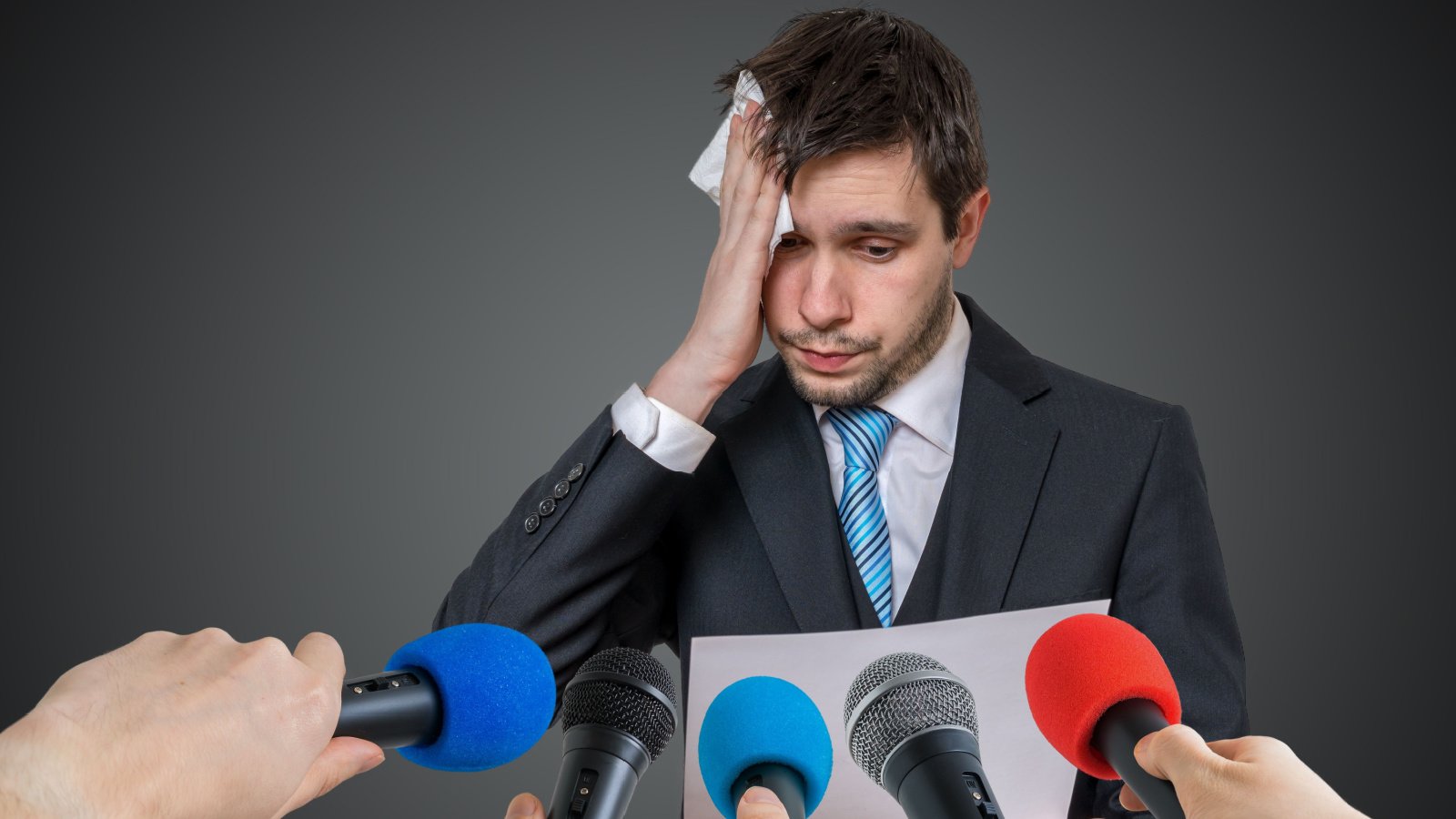 Public speaking male nervous anxious vchal Shutterstock