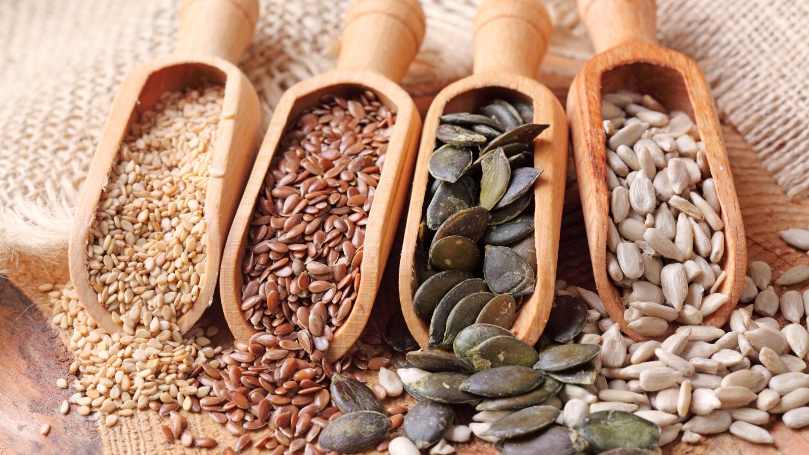 Sesame, flax, pumpkin and sunflower seeds Elena Schweitzer Shutterstock