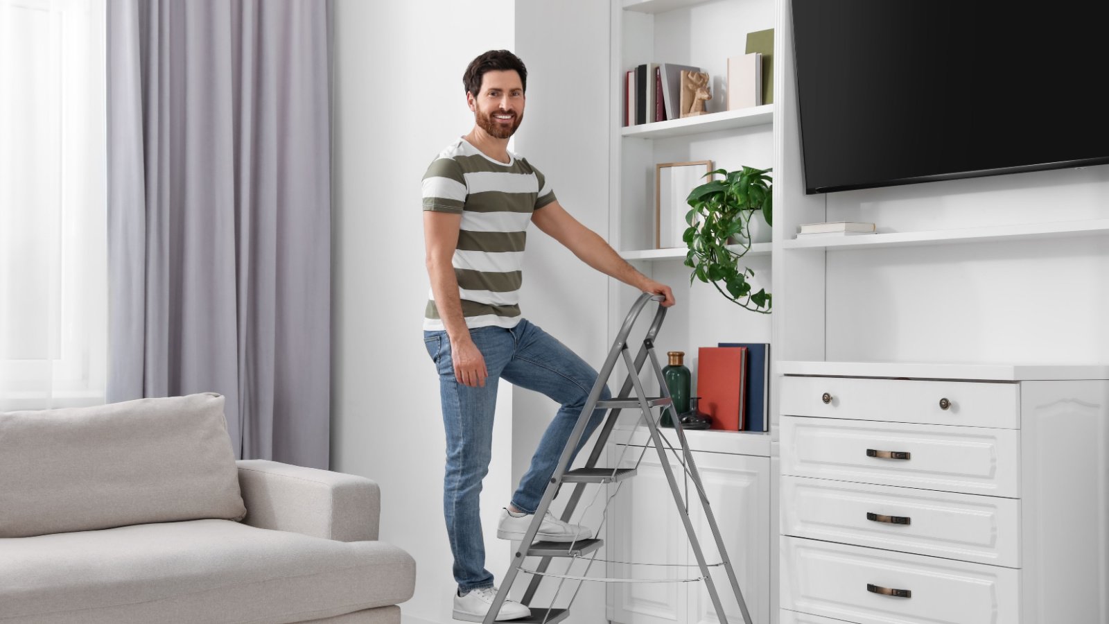 Shelves home stepladder books home New Africa Shutterstock