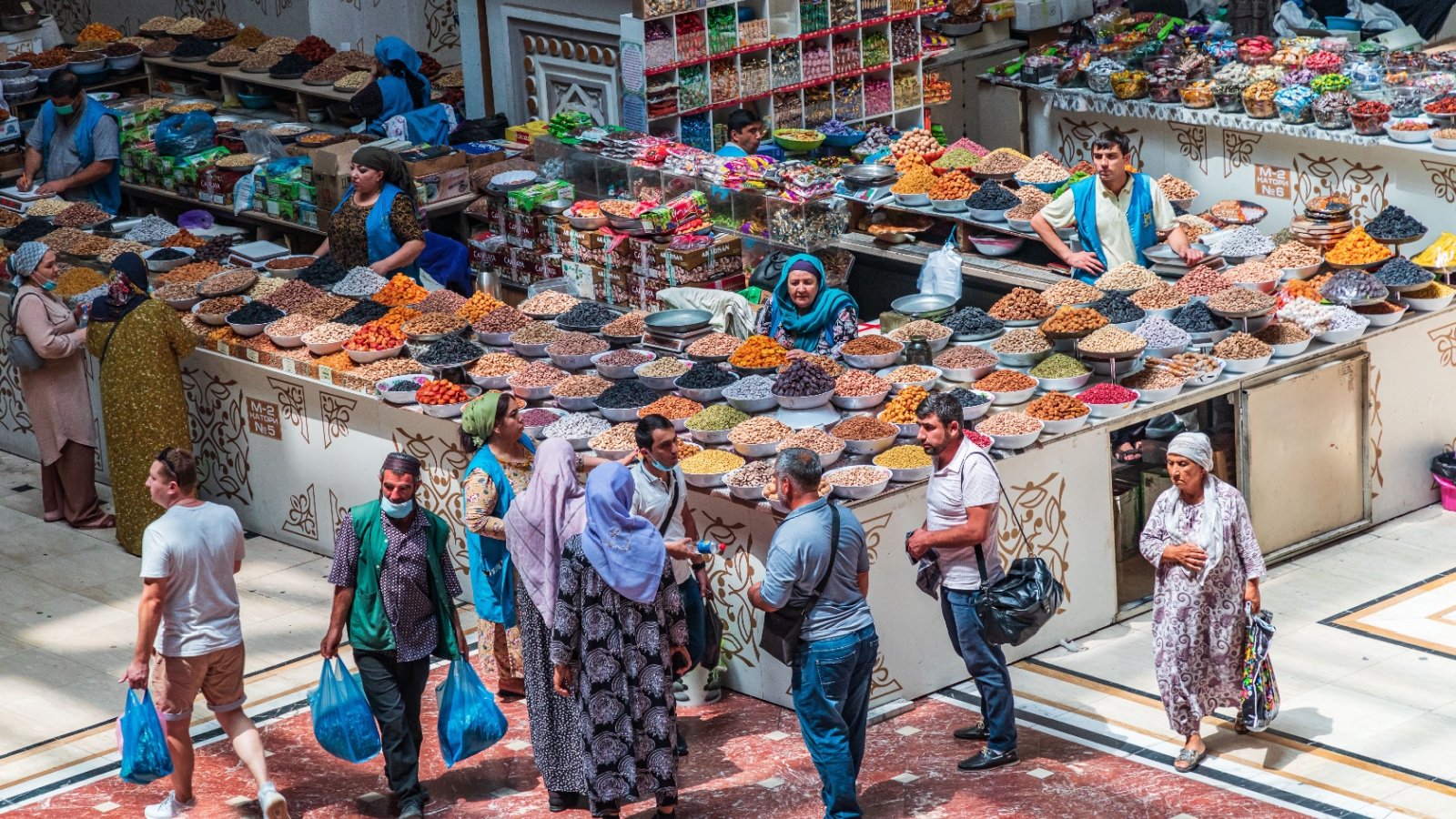 Shoppers in Dushanbe Tajikistan at the Mehrgon Market Emily Marie Wilson Shutterstock