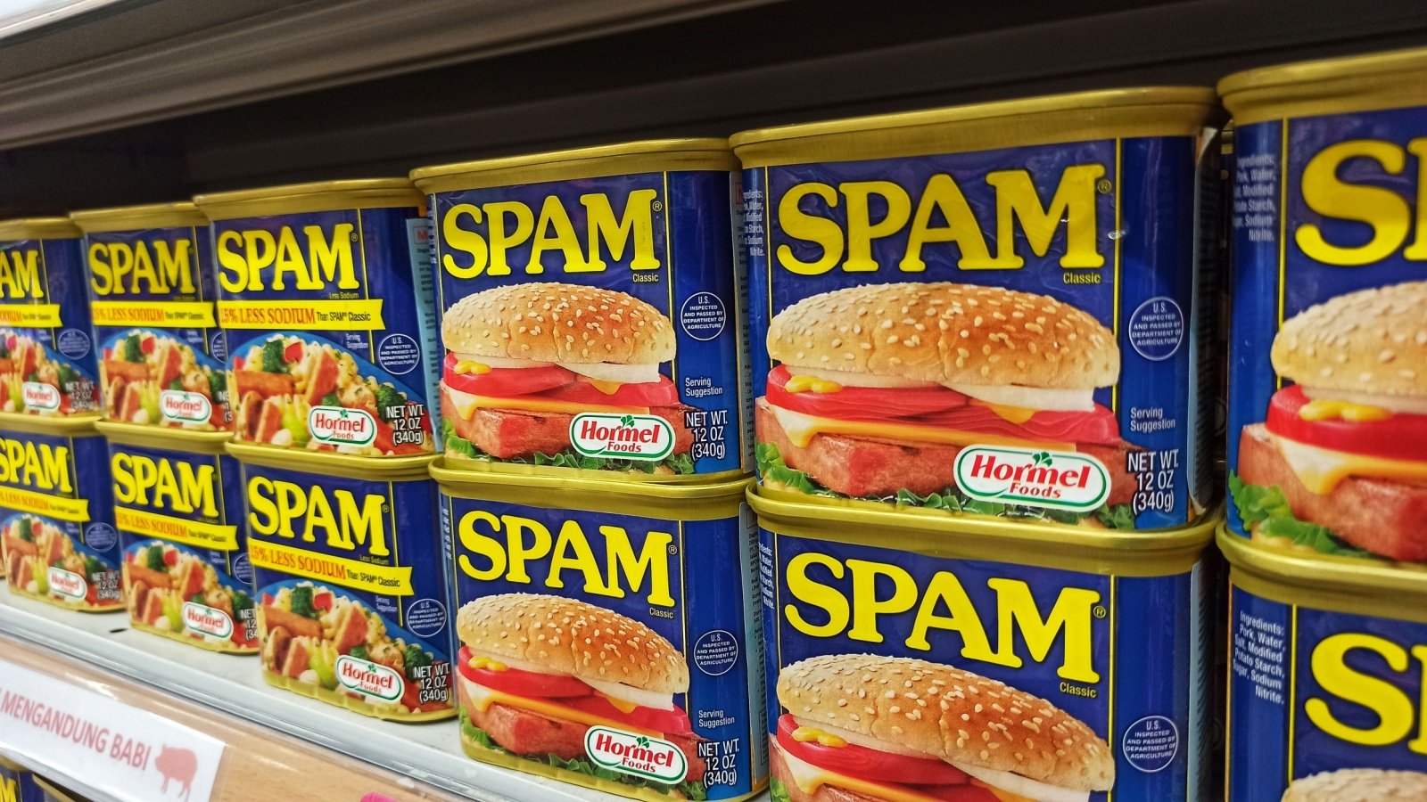 Spam ham canned meat shelf store food andriansahj Shutterstock