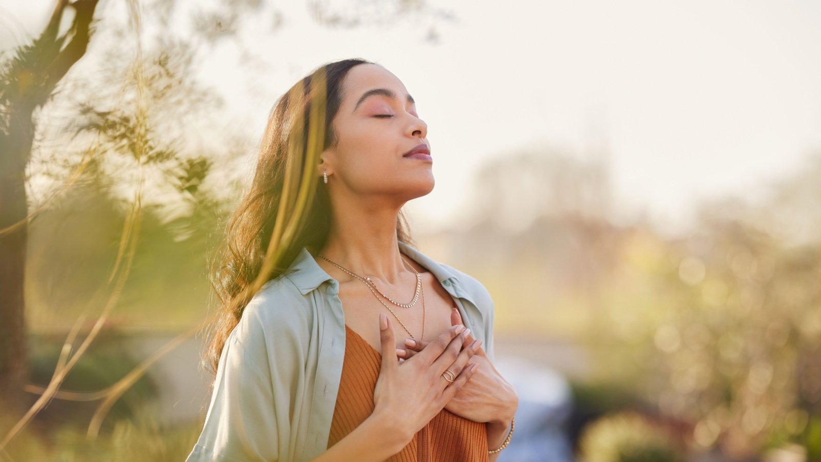 Woman Outside Nature Breathe Yoga Meditation Rido Shutterstock