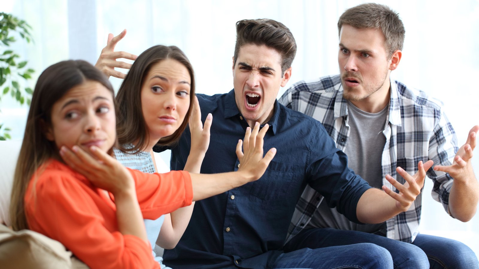 angry group family arguing people