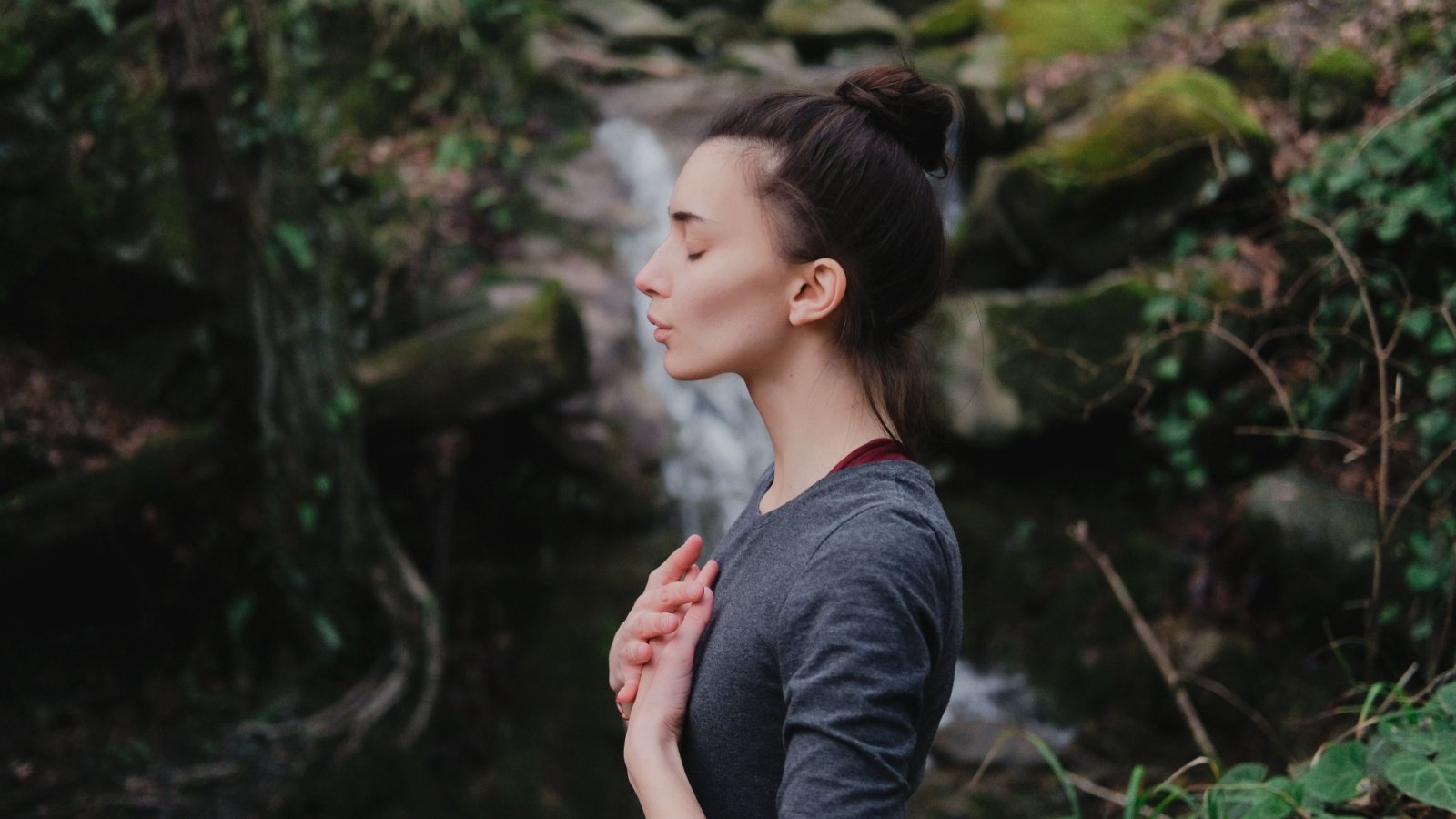 breathing breathe yoga pranayama meditation nature outside outdoor Yolya Ilyasova Shutterstock