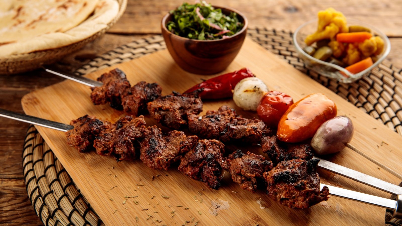 cubed meat skewer kebab Chislic boti bbq Food Shop Shutterstock