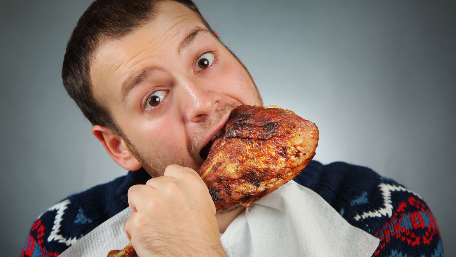 male eating chicken turkey bbq meat eater lisa a shutterstock