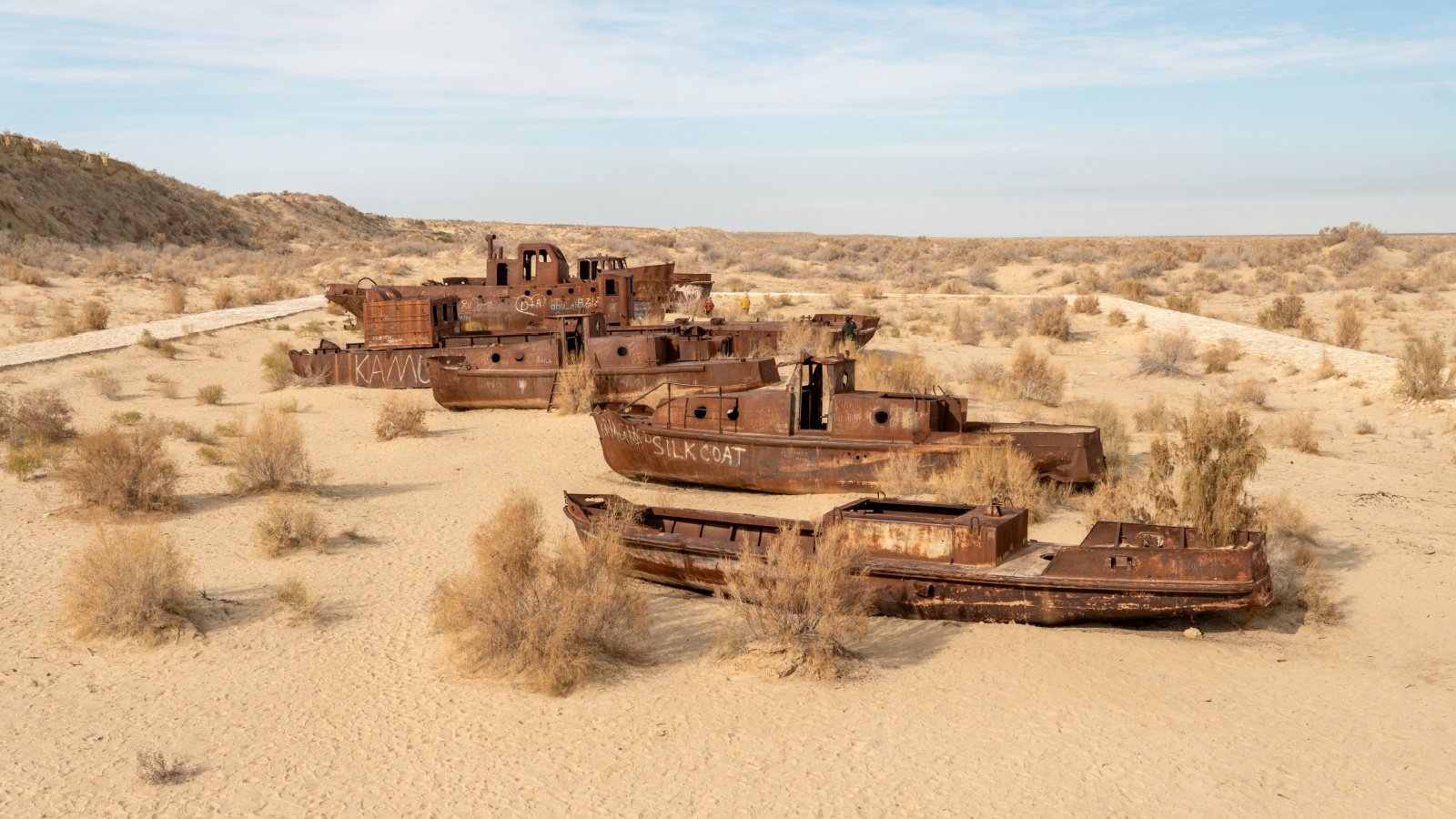 ship graveyard in former Aral sea Moynaq Uzbekistan Melnikov Dmitriy Shutterstock